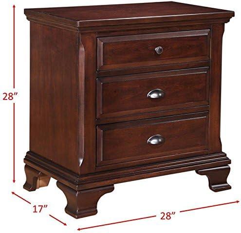 Brinley Nightstand Cherry Red - Picket House Furnishings: Mid-Century Modern Style, Laminated Finish, MDF & Metal Hardware