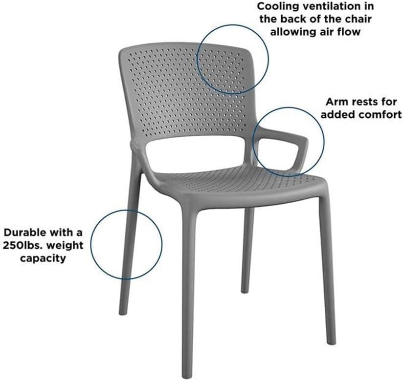 COSCO Outdoor/Indoor Stacking Resin Chair with Square Back and Arms