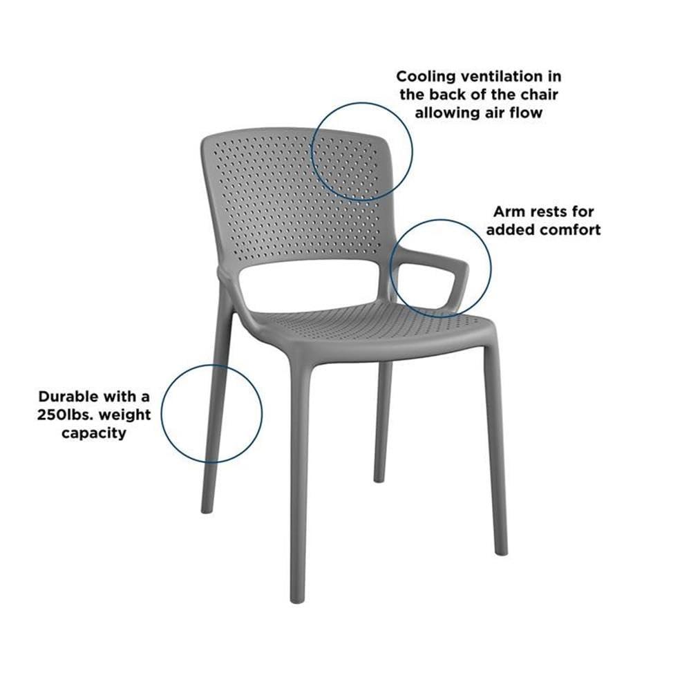 COSCO Outdoor/Indoor Stacking Resin Chair with Square Back and Arms