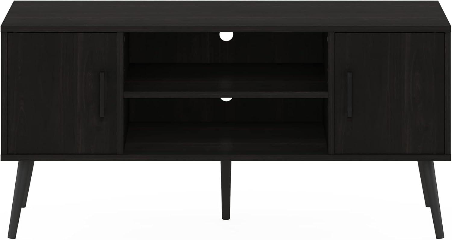 Furinno Mid-Century TV Stand Entertainment Media Console w/2 Cabinets&Open Storage Shelves for TVs up to 50",Espresso