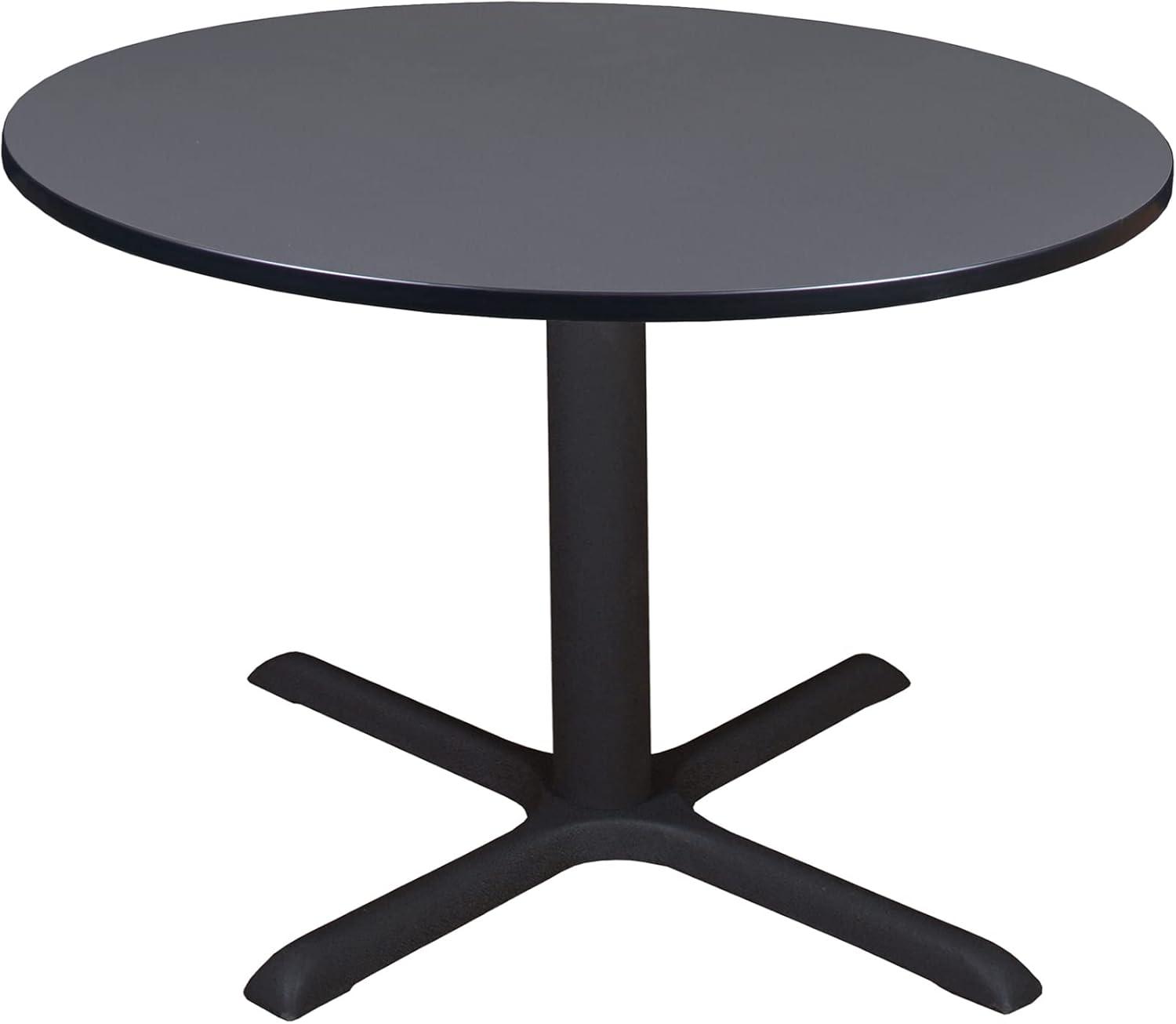 Cain 48" Round Grey Wood & Metal Dining Table with Steel X-Base