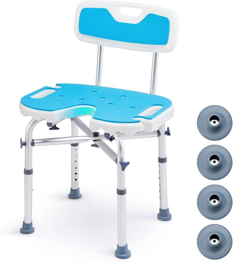 Blue Padded Aluminum Heavy Duty Shower Chair with Backrest