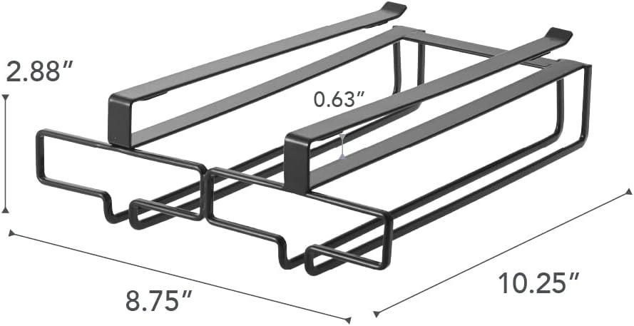Yamazaki Home Under Shelf Wine Glass Rack - Hanging Storage Holder, Steel, Undershelf