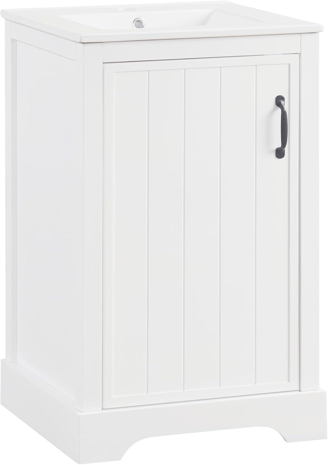 KEAIDO 30" Bathroom Vanity with Sink, Bathroom Storage Cabinet with 3 Drawers and a Door, Freestanding Bathroom Vanity with Solid Wood Legs & MDF Board