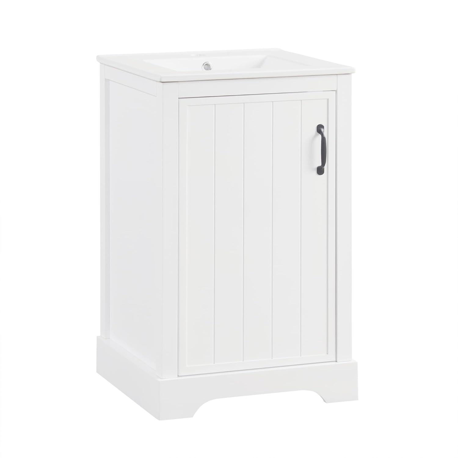 KEAIDO 30" Bathroom Vanity with Sink, Bathroom Storage Cabinet with 3 Drawers and a Door, Freestanding Bathroom Vanity with Solid Wood Legs & MDF Board