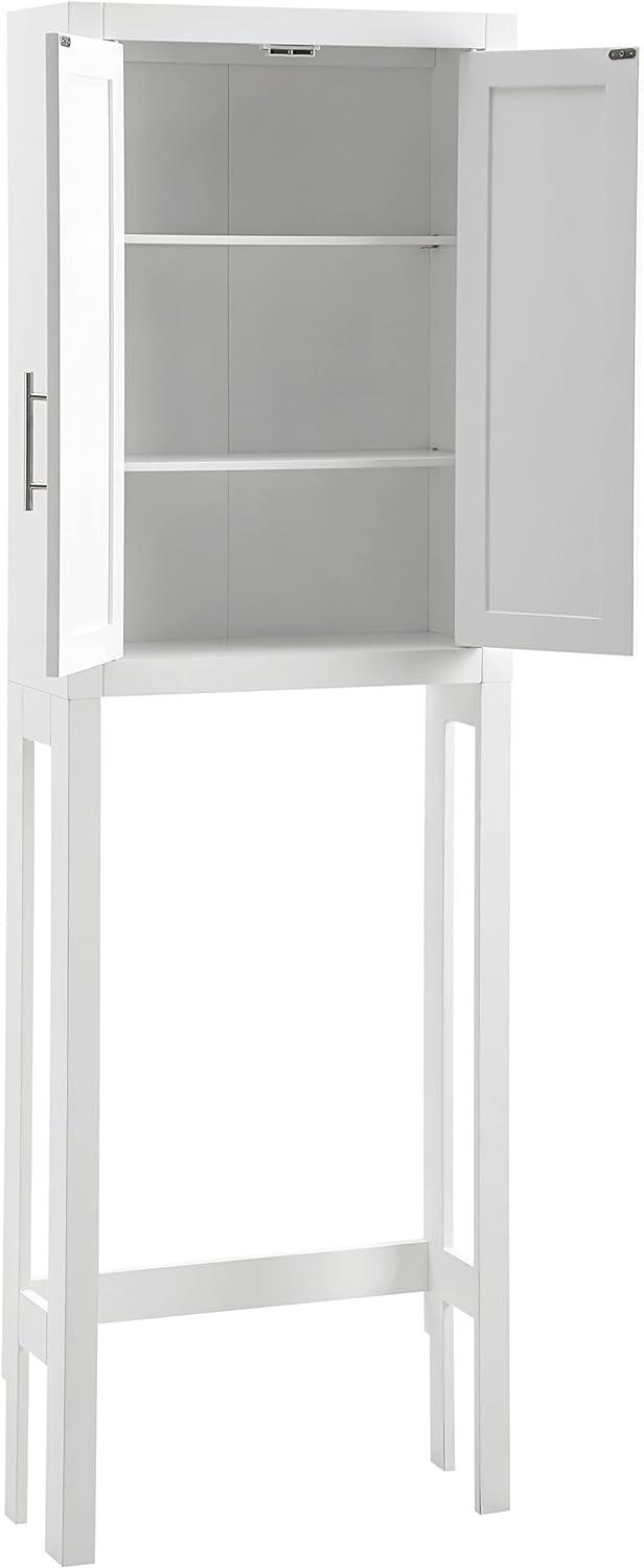 Sleek White Adjustable Over-the-Toilet Storage Cabinet