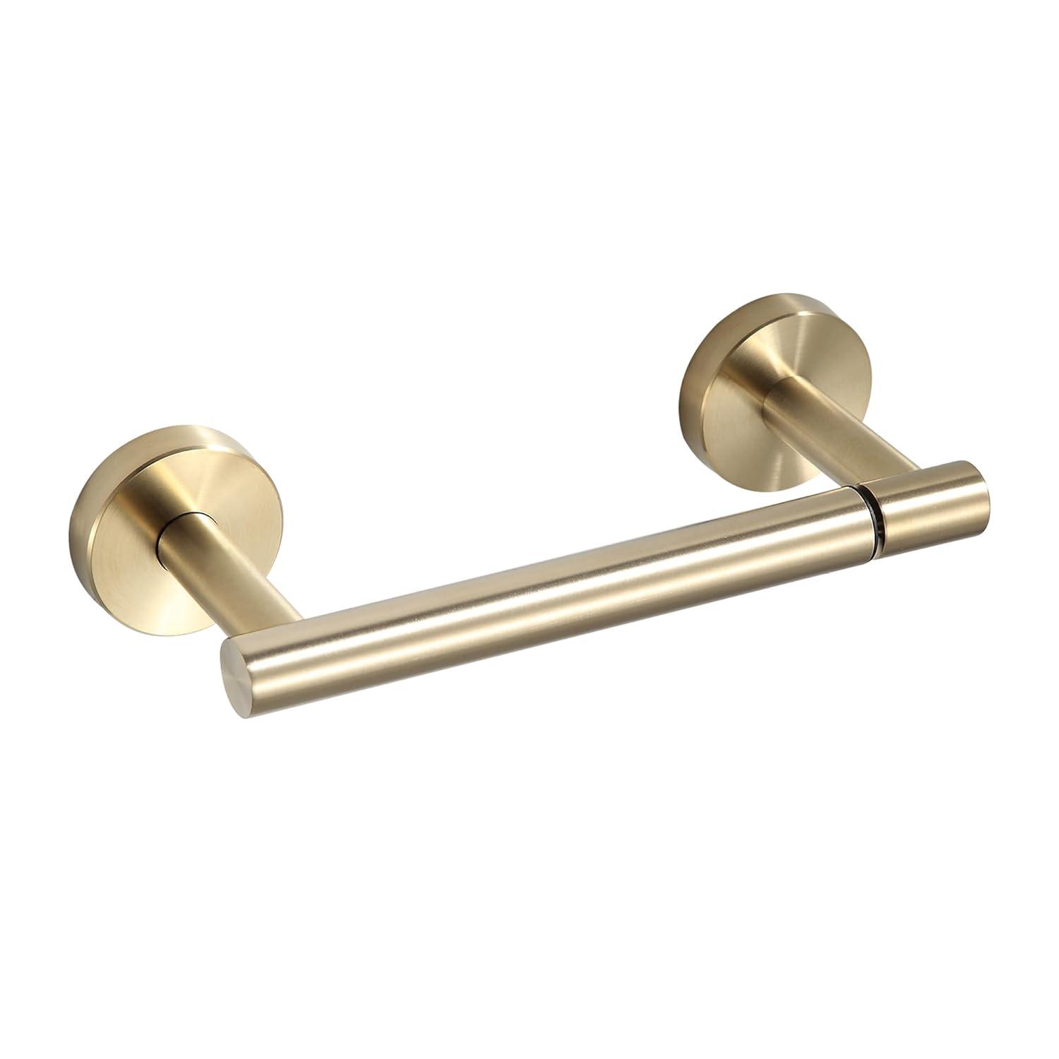 Fixsen Gold Toilet Paper Holder Bathroom Double Post Pivoting Tissue Roll Holder Stainless Steel and Zinc Alloy Wall Mount Detachable (Gold, 1)