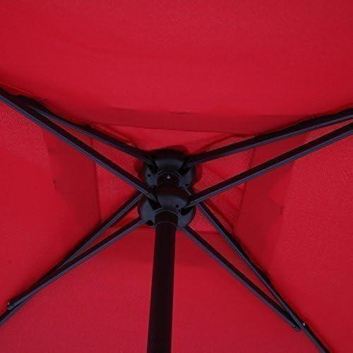 Mainstays Albany Lane Steel 6-Piece Outdoor Patio Dining Set with Umbrella, Red
