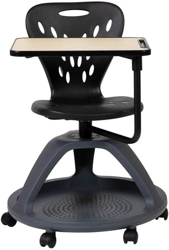 Flash Furniture Mobile Desk Chair with 360° Tablet Rotation and Storage Cubby