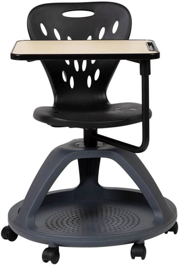 Flash Furniture Plastic Mid Back Desk Chair with Casters, 265 lb, Black