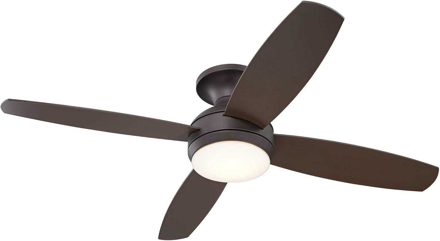 52" Oil-Rubbed Bronze Low Profile Ceiling Fan with LED Light