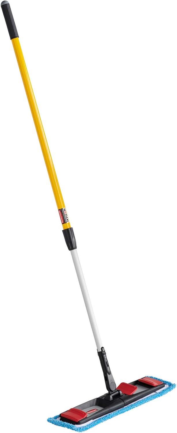 Rubbermaid Commercial Adaptable Flat Mop Kit, 19.5 x 5.5 Blue Microfiber Head, 48" to 72" Yellow Aluminum Handle