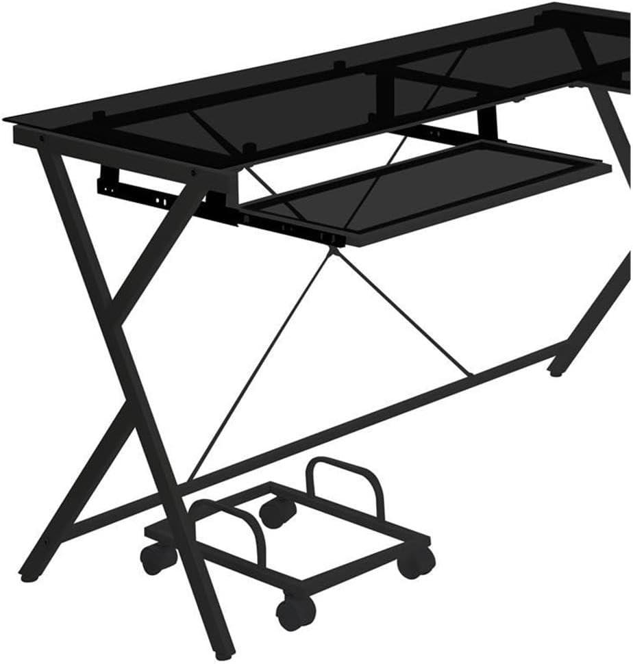 Dazenus Computer Desk in Black Glass & Black Finish OF00046