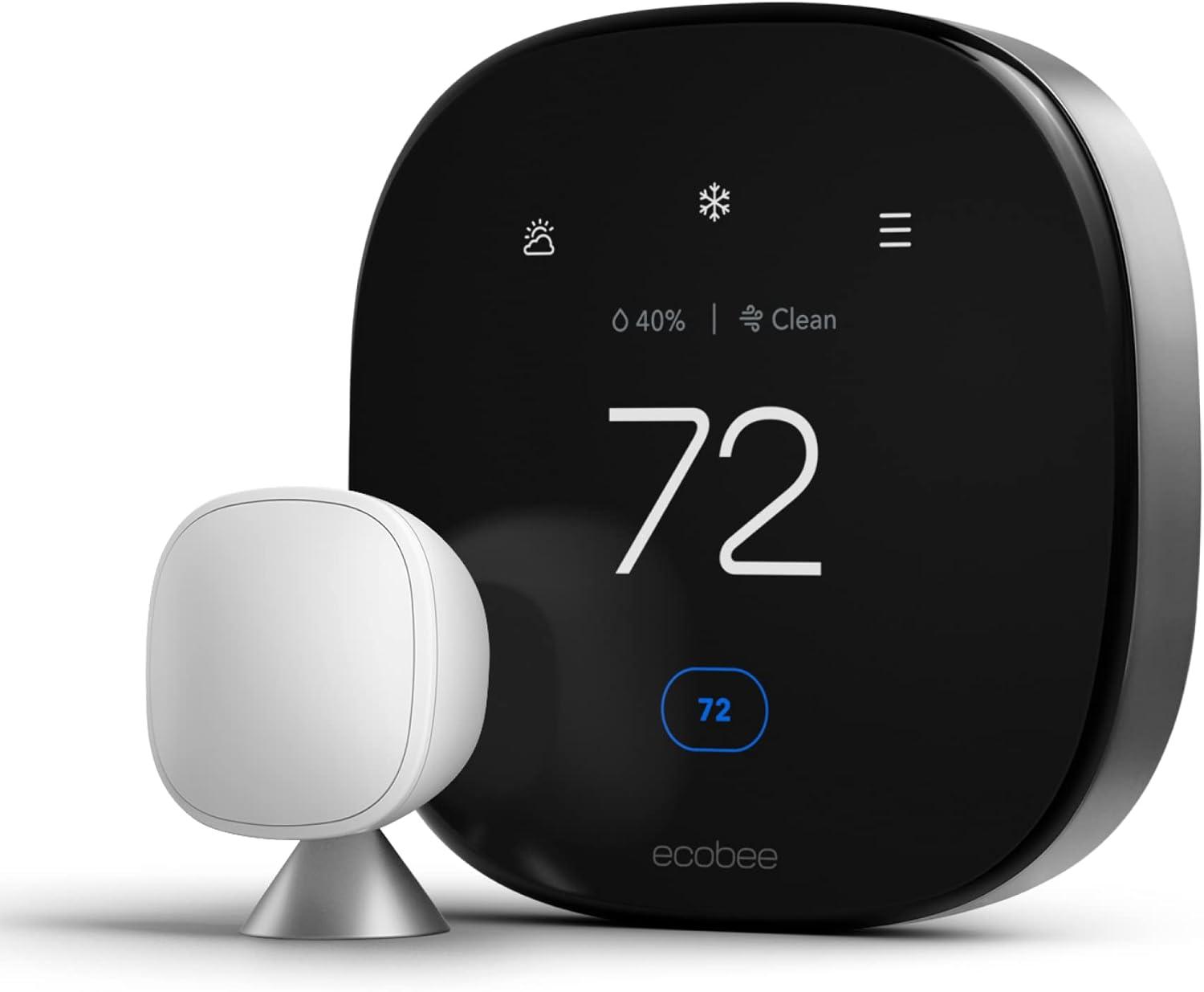 ecobee Smart Thermostat Premium: Wi-Fi, Voice Control, Energy Star, Apple HomeKit & Alexa Compatible, 7-Day Programmable