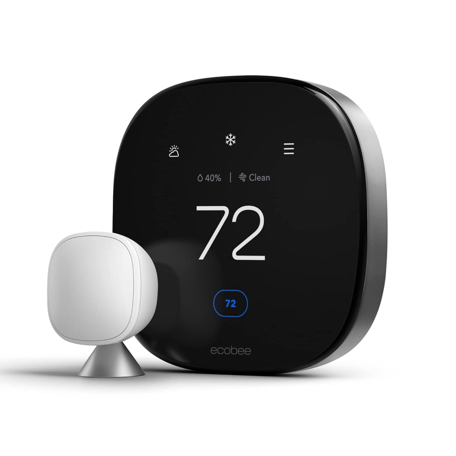 ecobee Smart Thermostat Premium: Wi-Fi, Voice Control, Energy Star, Apple HomeKit & Alexa Compatible, 7-Day Programmable