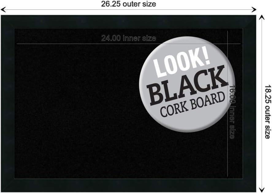 Amanti Art Black Cork Board Wood Framed Mezzanotte Black Bulletin Board 26 in. x 18 in.