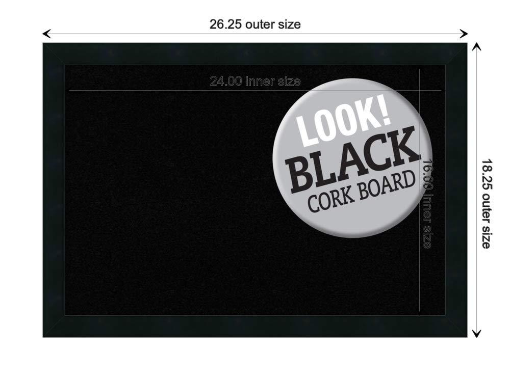 Amanti Art Black Cork Board Wood Framed Mezzanotte Black Bulletin Board 26 in. x 18 in.