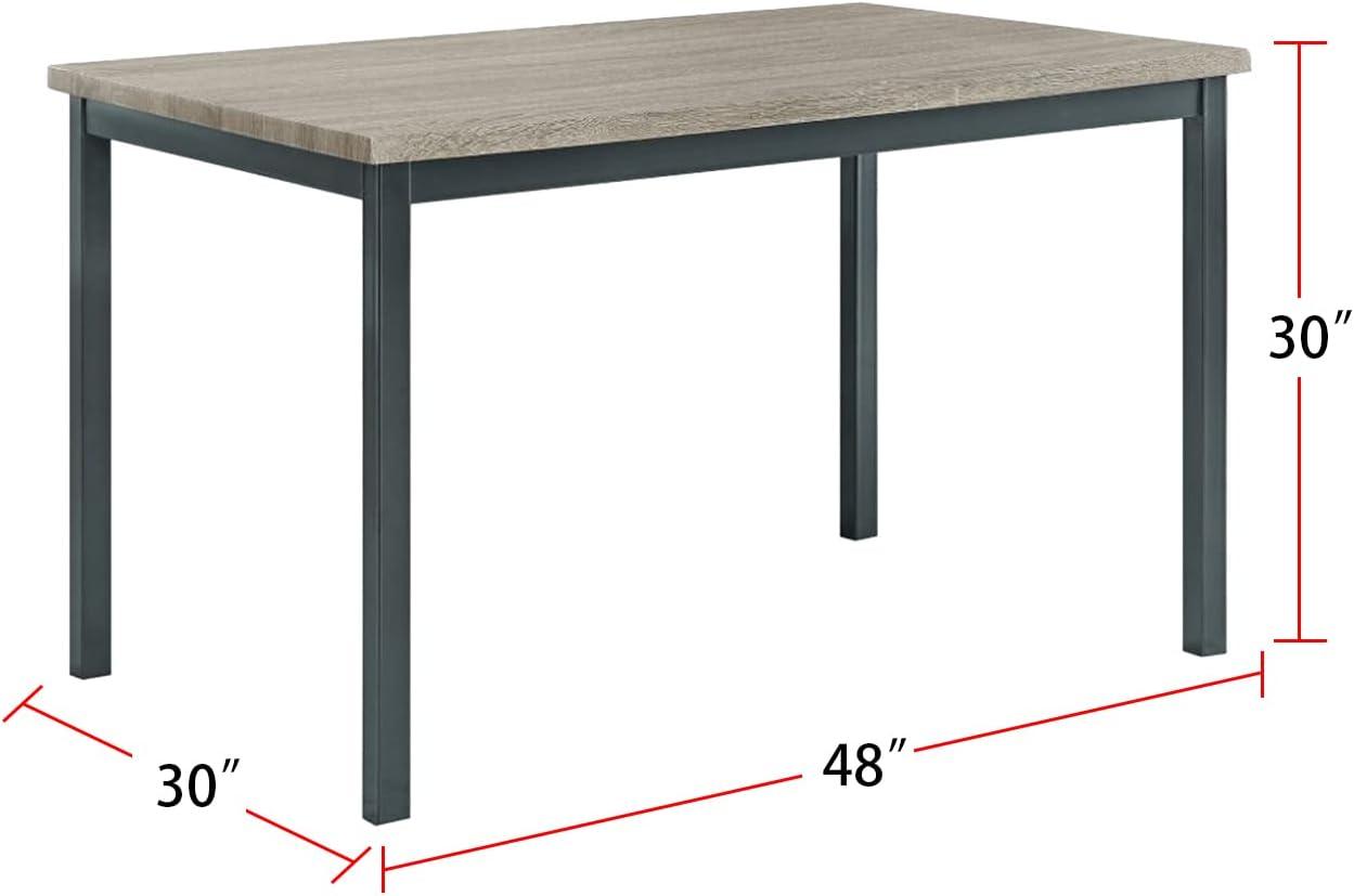 Grey and Black Rectangular Wood Dining Table for Six