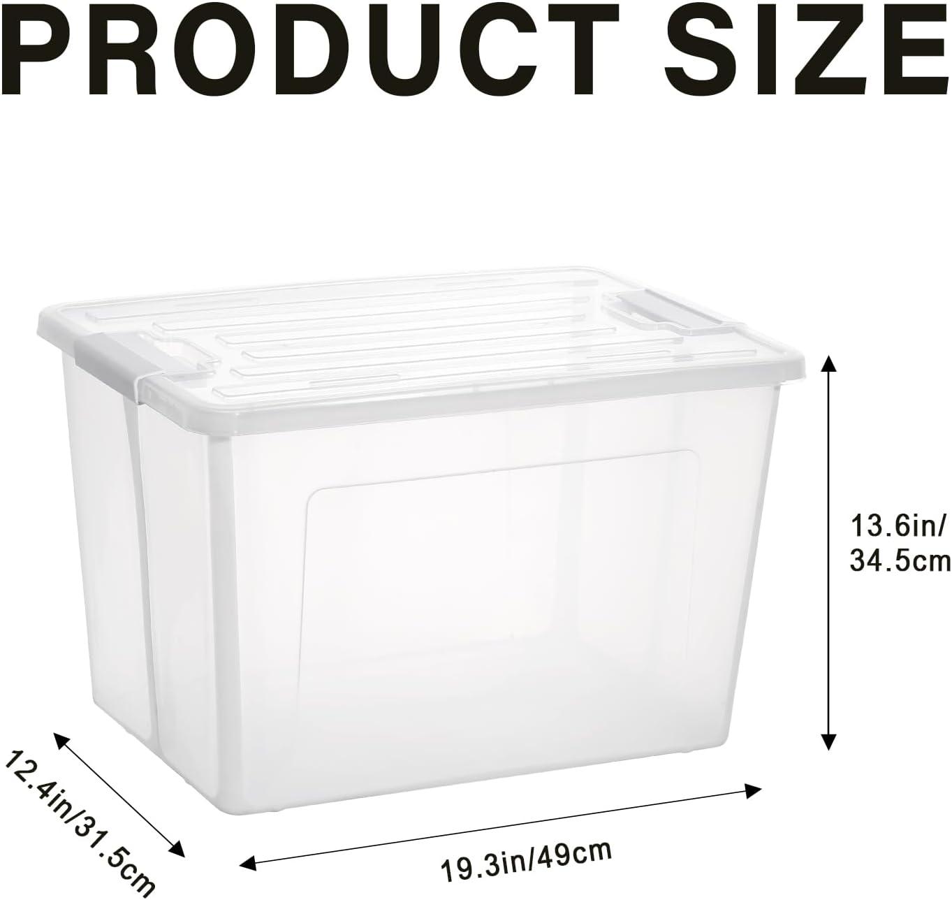 56 Quart Clear Plastic Collapsible Storage Bin with Lid