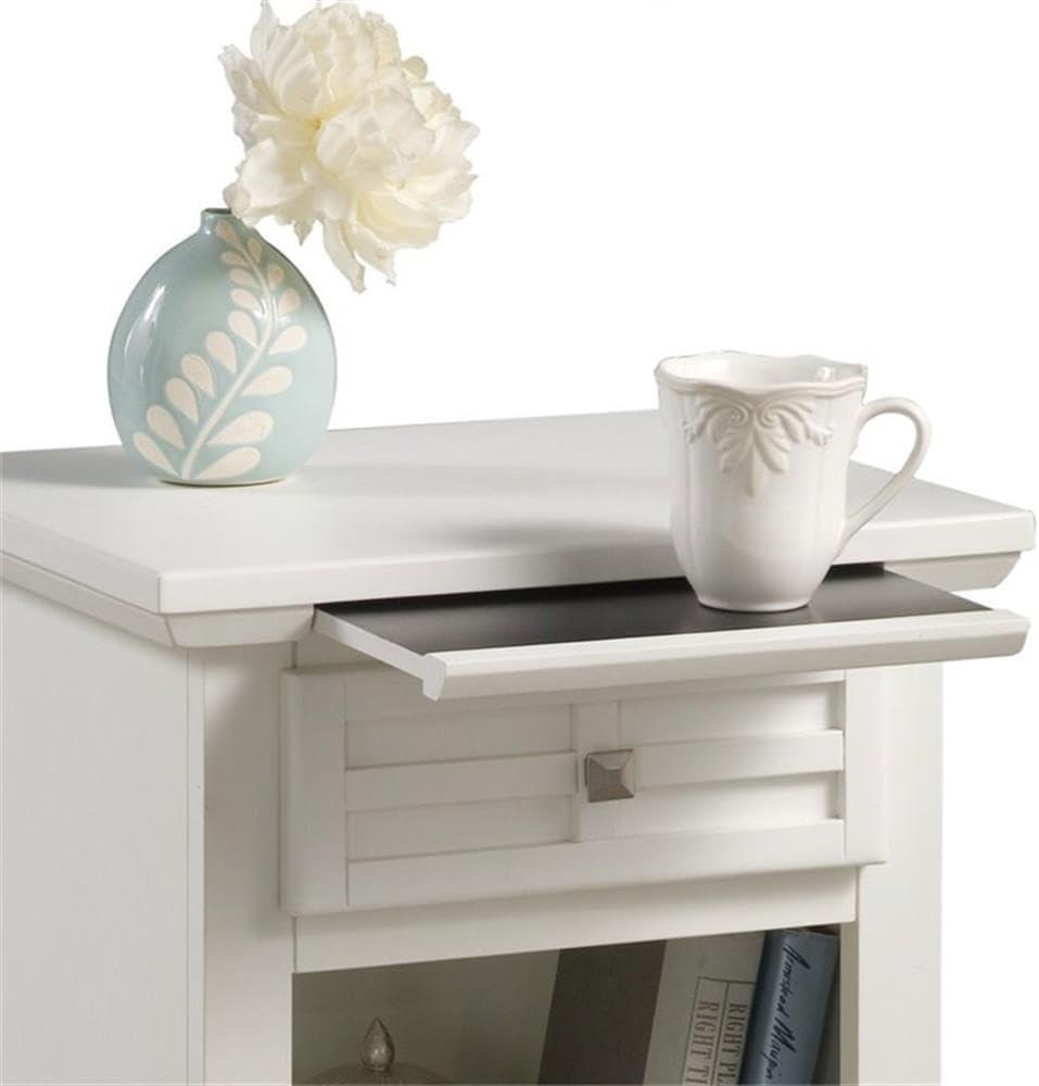 Homestyles Arts & Crafts Off White Wood Nightstand with Slide-out Shelf