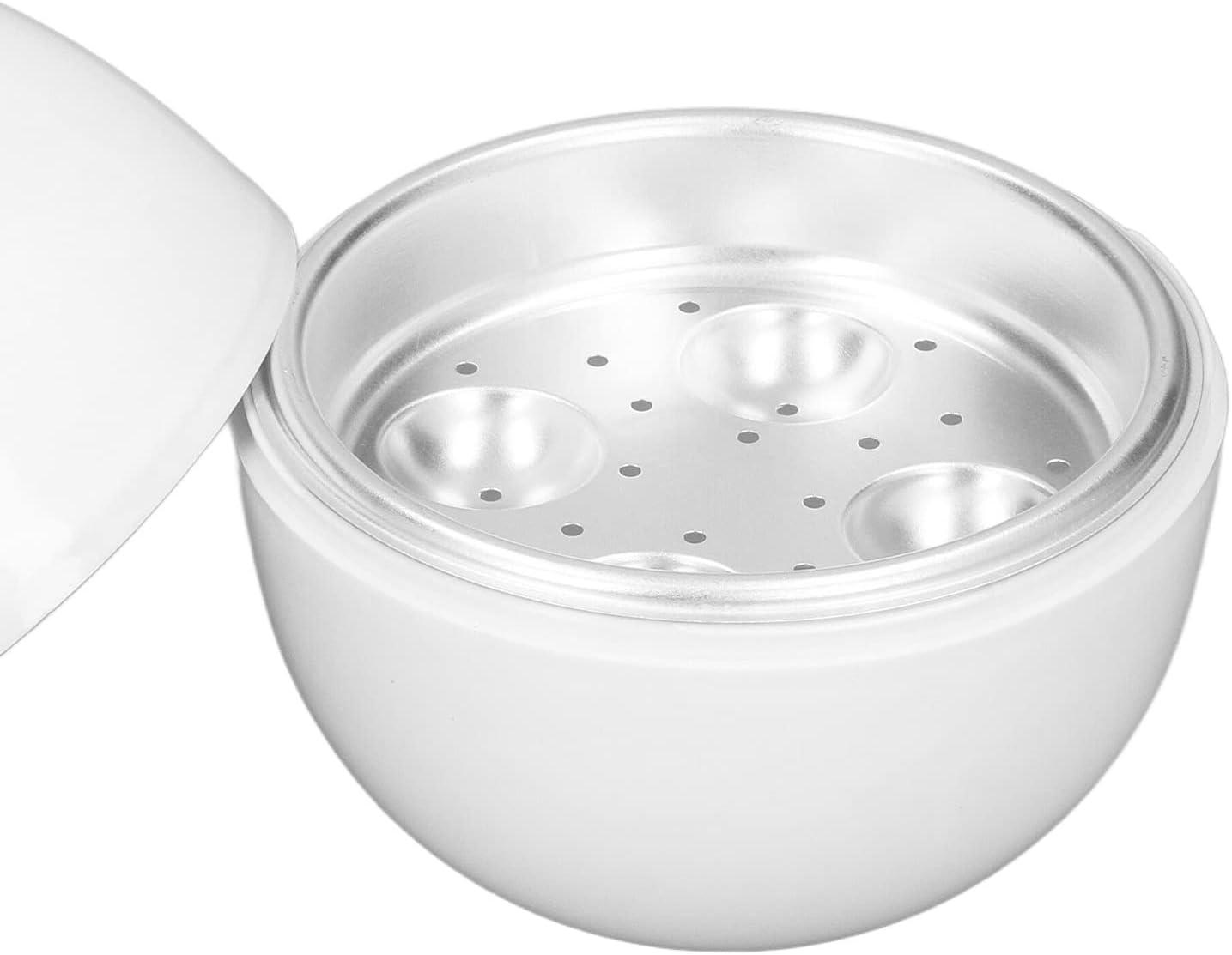 EggFecto Microwave Egg Cooker for Hard Boiled Eggs - 4 Rapid Microwave Hard Boiled Egg Cooker with Strong PP Exterior and Aluminum Tray