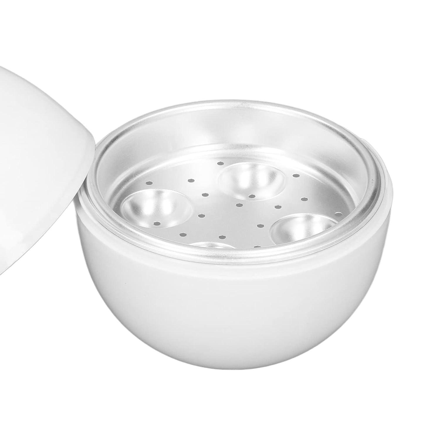 EggFecto Microwave Egg Cooker for Hard Boiled Eggs - 4 Rapid Microwave Hard Boiled Egg Cooker with Strong PP Exterior and Aluminum Tray