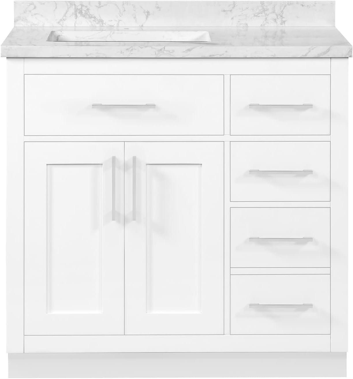 OVE Decors Athea 36 in. W Bath Vanity with Premium Countertop and Power Bar