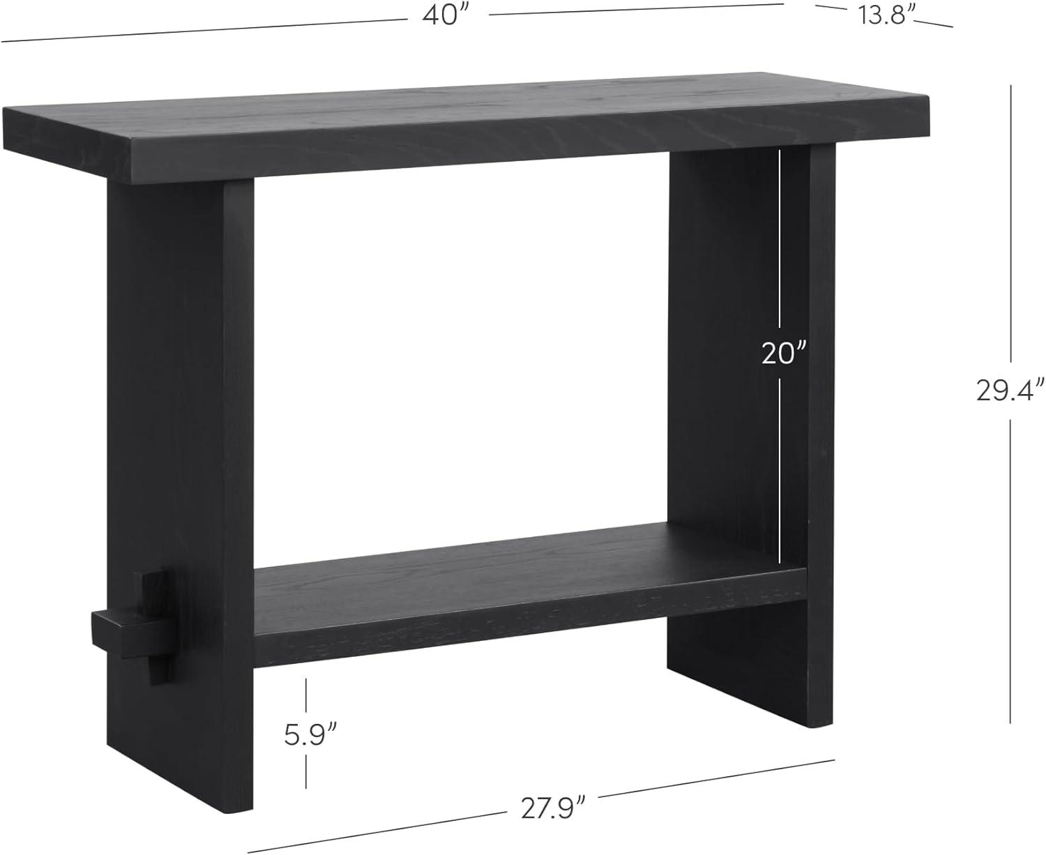 Virgo Black Oak Wood Console Table with Storage