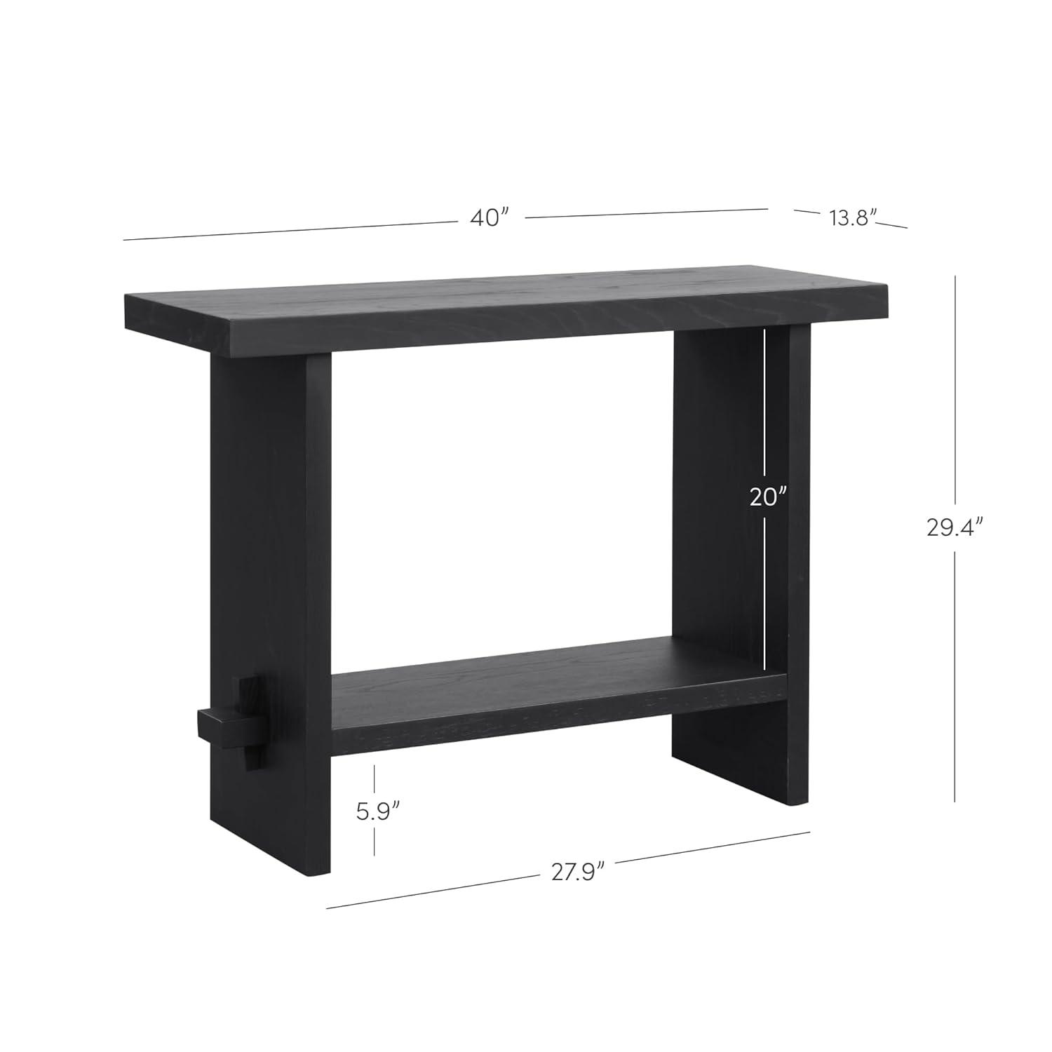 Nathan James Console Sofa Table Reclaimed Black Oak: 40" Narrow Entryway, Rustic Veneer Surface