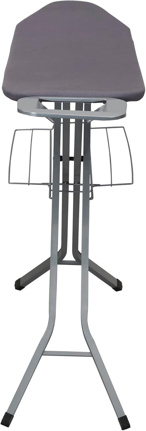 Household Essentials Ironing Center Mesh Steel Top Silver: Full Size Adjustable Ironing Board with Non-Slip Iron Rest