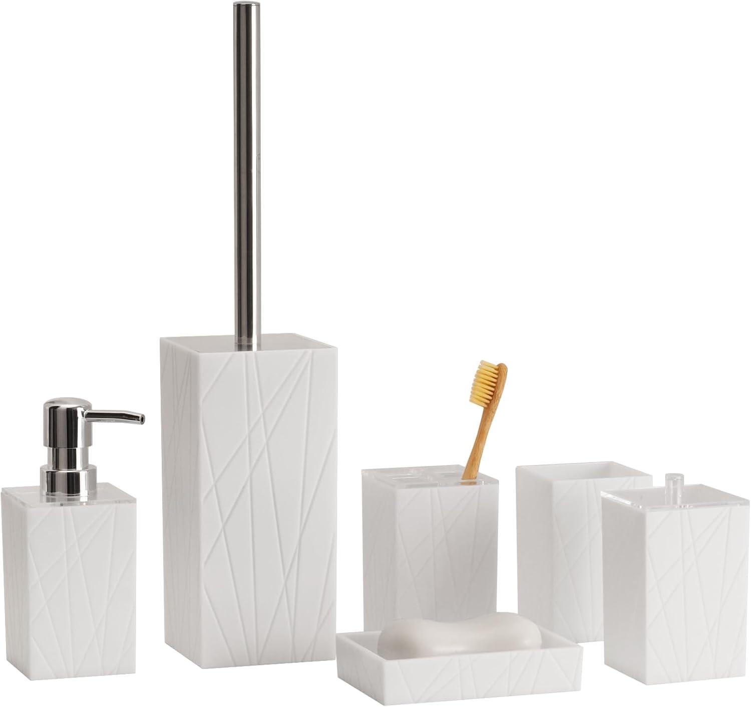 Home-Complete 6-Pc Bathroom Accessories Set, White