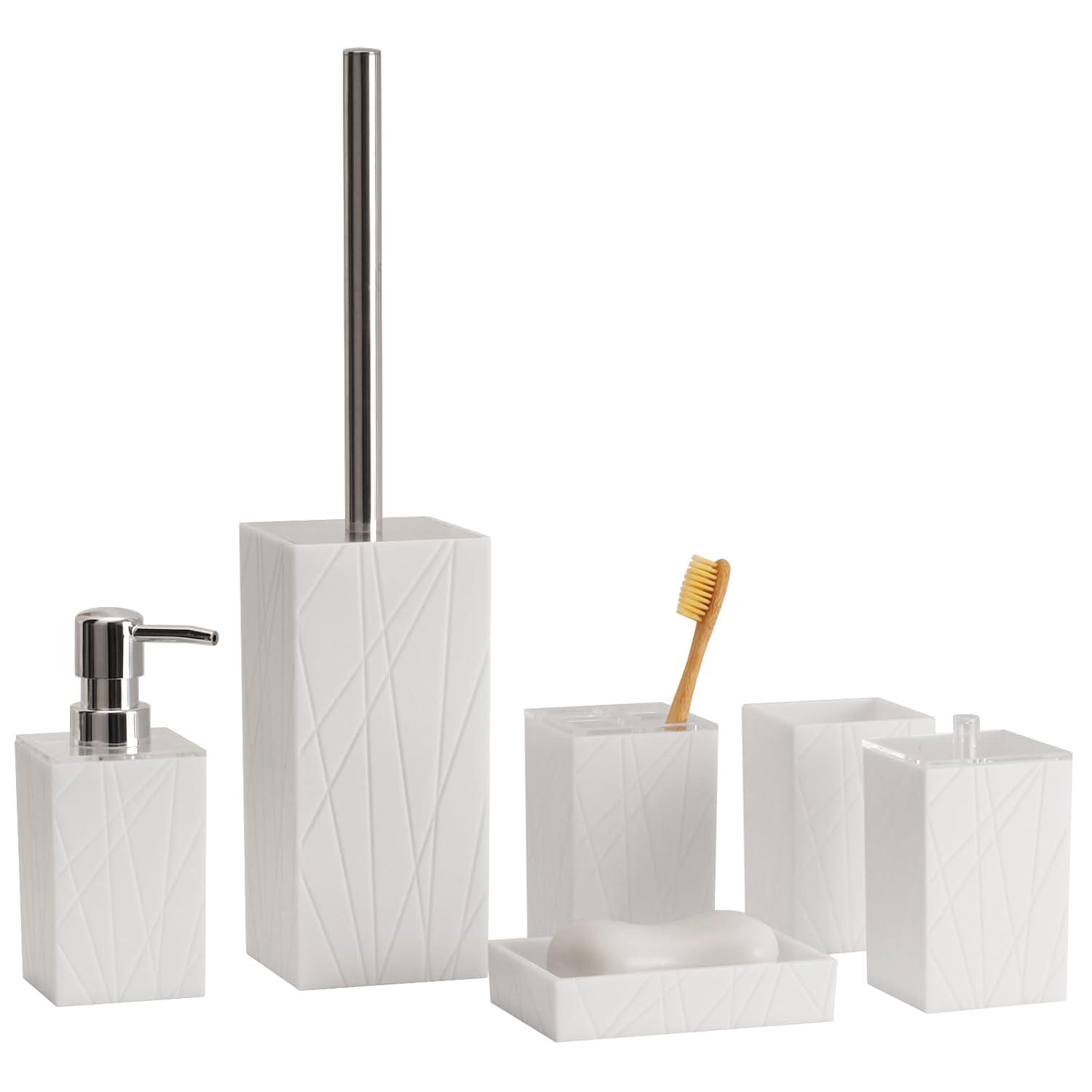 Home-Complete 6-Pc Bathroom Accessories Set, White