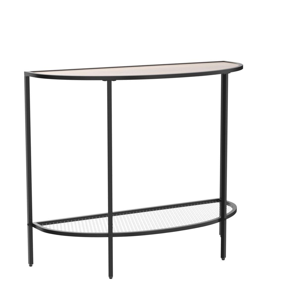 Console Table 2 Tier Narrow Entryway Table with Storage Half Moon Sofa Couch Table Mid Century Modern Small Entry Way Tables , Easy Assembly, Dark Walnut Top