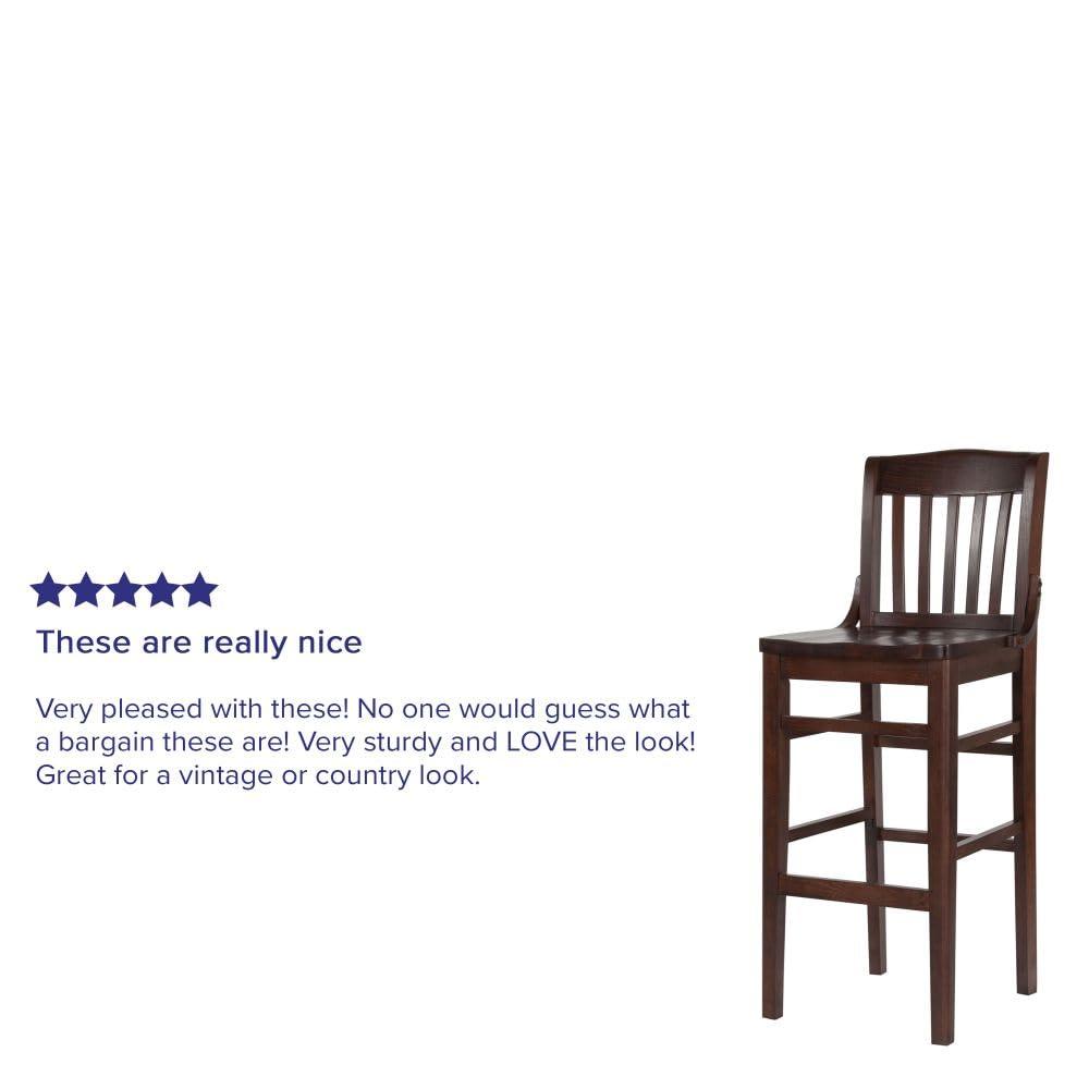 Flash Furniture HERCULES Series School House Back Walnut Wood Restaurant Barstool