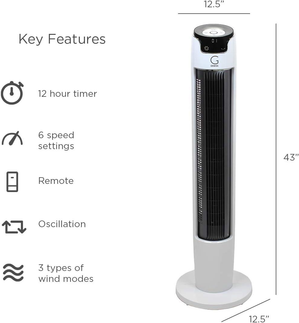 Powerful 43" Oscillating Tower Fan