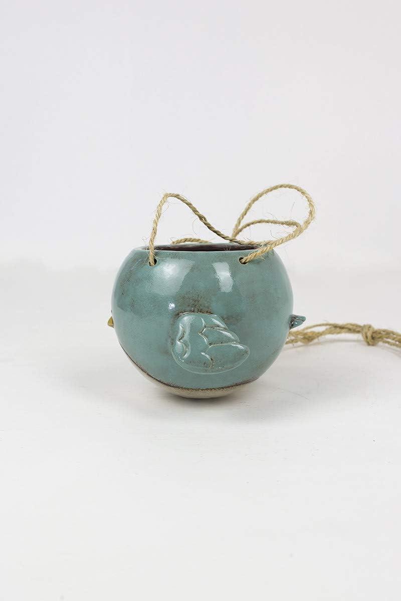 Modern Ceramic Bluebird Hanging Planter Pot - 7" Diameter