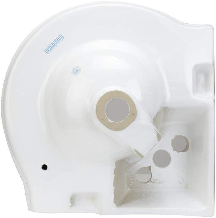 White Ceramic Corner Wall-Mount Vessel Sink with Overflow