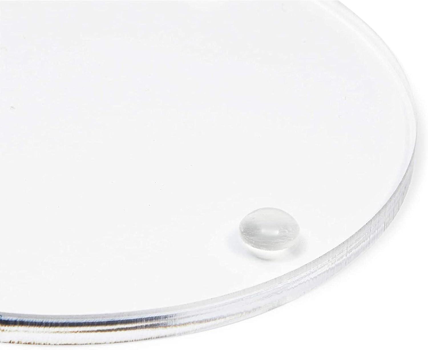 Juvale Set of 4 Clear Blank Acrylic Drink Coasters with Stand Holder, Round 4 inch