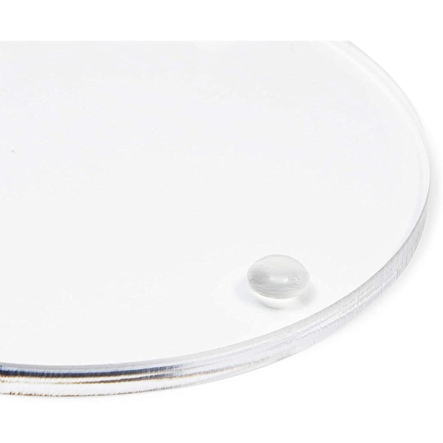 Juvale Set of 4 Clear Blank Acrylic Drink Coasters with Stand Holder, Round 4 inch
