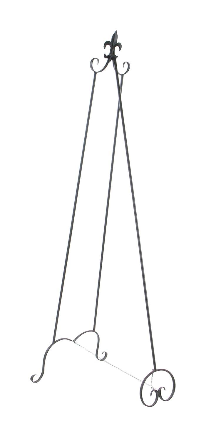 Black Iron Adjustable Floor Easel with Scroll Accents