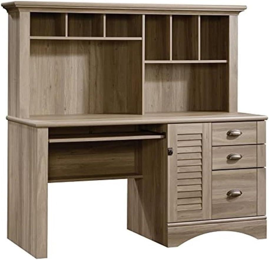 Scranton & Co Computer Desk with Hutch in Salt Oak Finish