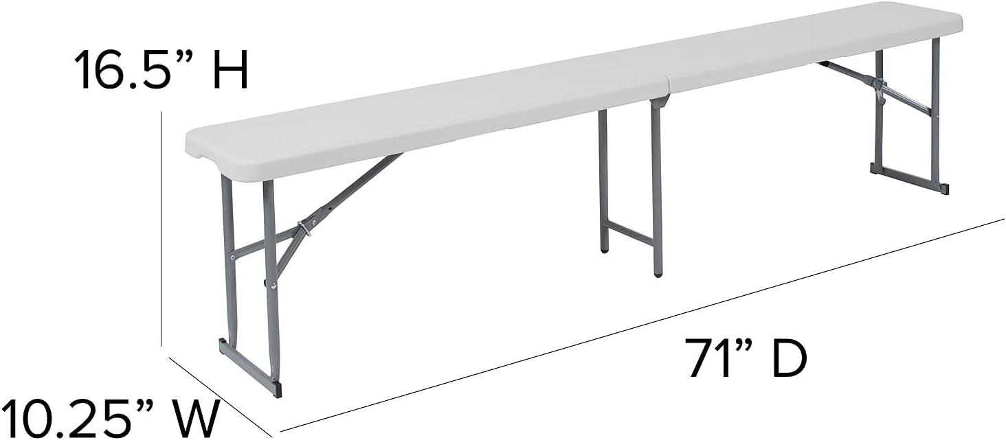 Flash Furniture 10.25''W x 71''L Bi-Fold Granite White Plastic Bench with Carrying Handle