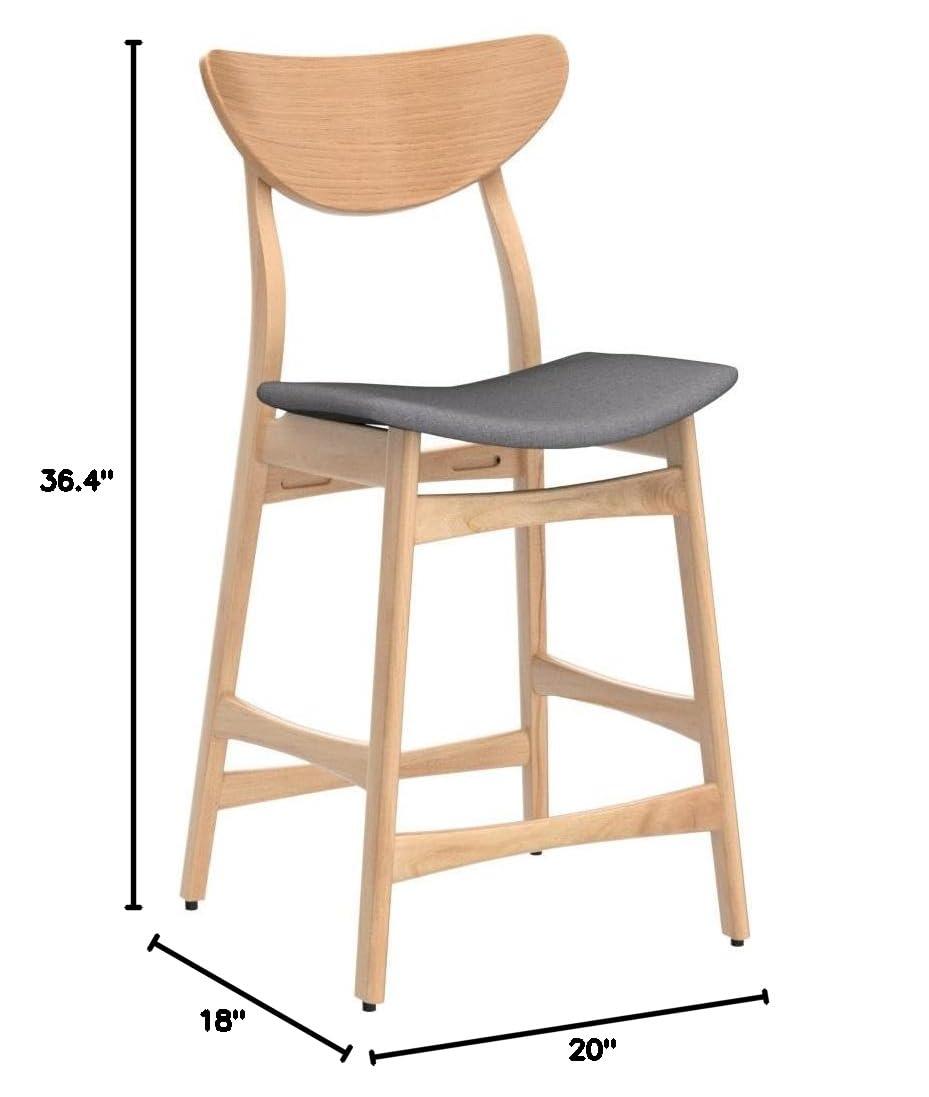 Set of 2 24" Gavin Natural Frame Counter Height Barstools Dark Gray - Christopher Knight Home: Upholstered, Rubberwood Legs