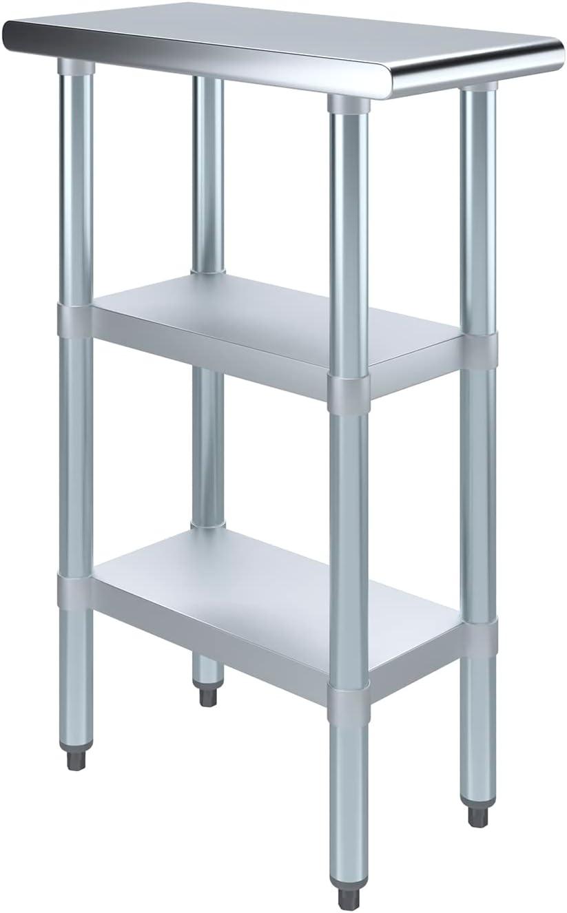 Amgood Stainless Steel Work Table with 2 Shelves