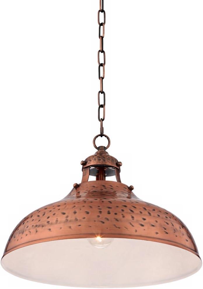 Franklin Iron Works Essex Dyed Copper Pendant Light 16" Wide Farmhouse Rustic Hammered Dome Shade for Dining Room House Foyer Kitchen Island Entryway