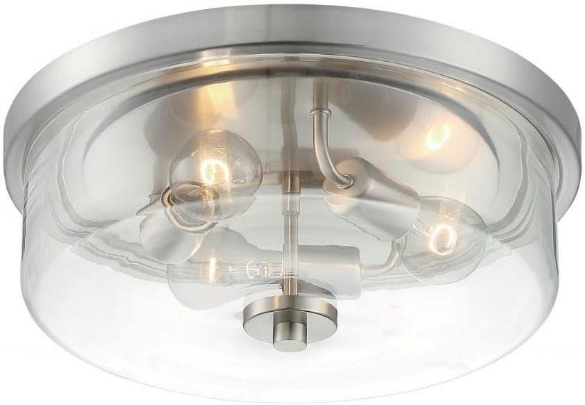 Sommerset Brushed Nickel 3-Light Flush Mount with Clear Glass