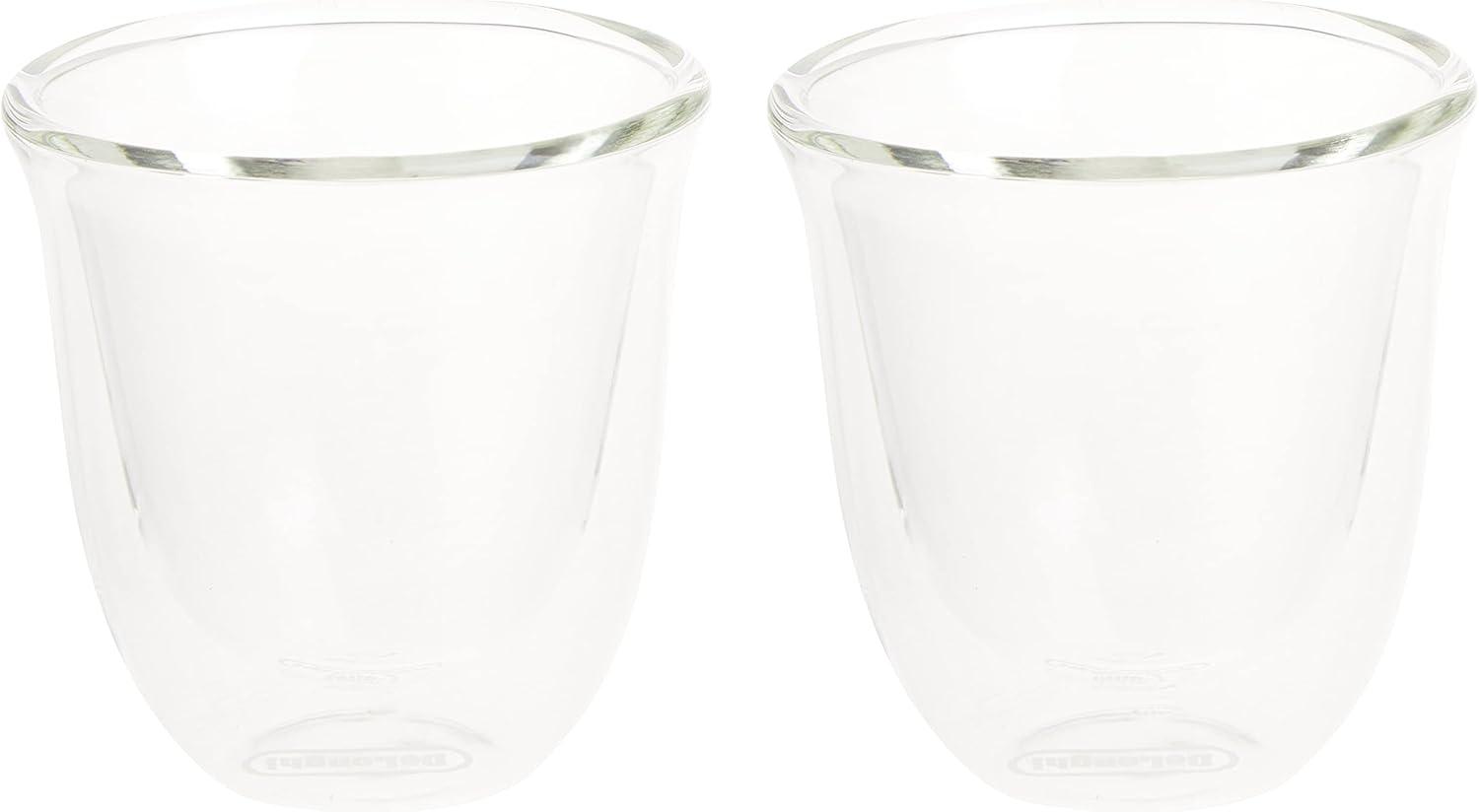 De'Longhi Double Walled Thermo Espresso Glasses, Set of 2, Regular, Clear, 60 milliliters