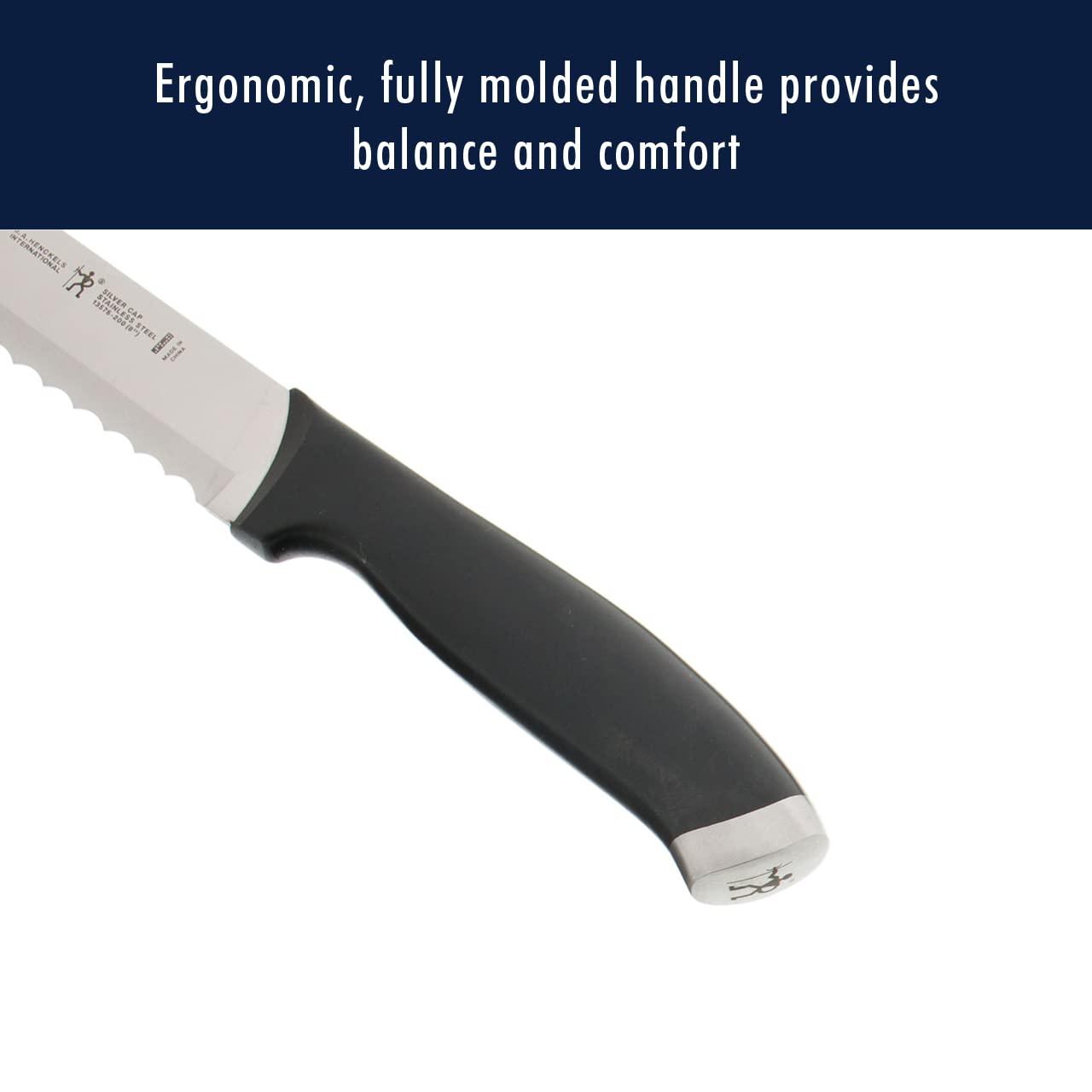 HENCKELS HENCKELS Silvercap 14 Piece Knife Set with Block, Chef Knife, Paring Knife, Utility Knife, Bread Knife, Steak Knife, Black, Stainless Steel