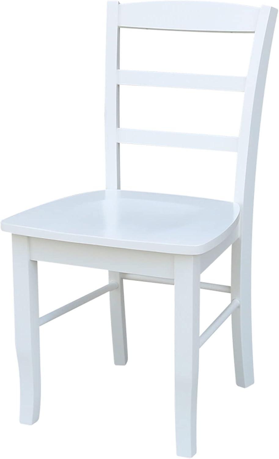 3pc Dining Table with 2 Ladderback Chairs White/Natural – International Concepts: Solid Wood, Square, Non-Extension