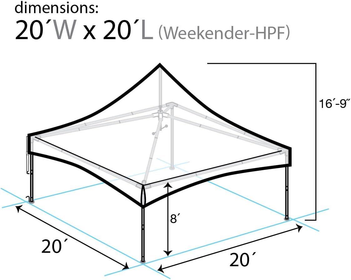 Party Tents Direct Weekender High Peak Frame Party Tent, White, 20 ft x 20 ft